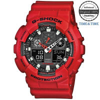 Time&amp;Time CASIO G-Shock นาฬิกาข้อมือผู้ชาย สีแดง สายเรซิ่น รุ่น GA-100B-4ADR (ประกัน CMG)