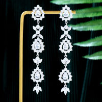 GODKI Red Carpet Flowers Dangle Earring for Women Wedding Full Micro Cubic Zircon High Jewelry Dubai Bridal Earring