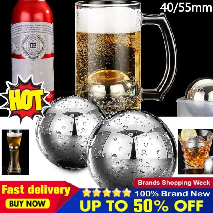 Ice Stone Reusable Whiskey Balls Stainless Steel Ice Cubes Metal Ice Sphere  Cubes Beverage Chilling Rocks for Red Wine Bar Beer Scotch Vodka