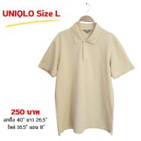 เสื้อ Uniqlo size L เสื้อโปโลชาย สีเหลืองอ่อน รอบอก 40" ยาว 26.5" เสื้อมือสองแบรนด์แท้ คุณภาพดี