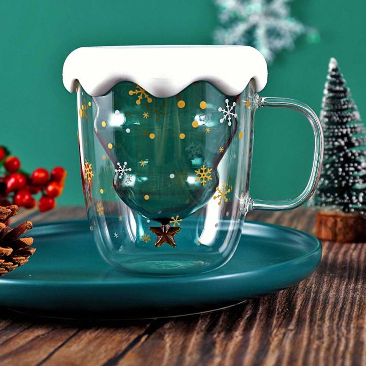 ใหม่2023-300ml-double-layered-ป้องกันน้ำร้อนลวกแก้วต้นคริสต์มาส-starry-sky-แก้วกาแฟความร้อนฉนวนกันความร้อนถ้วยใส่นมสำหรับอาหารเช้าเด็กของขวัญ