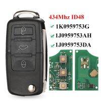 【cw】 jingyuqin 3 Flip Car Fob PASSAT Polo Skoda Polo/Golf/Beetle 1J0959753 DA/AH 1K0959753G 434Mhz ID48