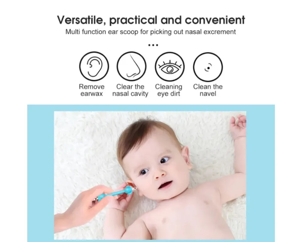 Baby Nose and Ear Cleaner Tool, Soft Flexible Rubber Nasal Booger Picker  for