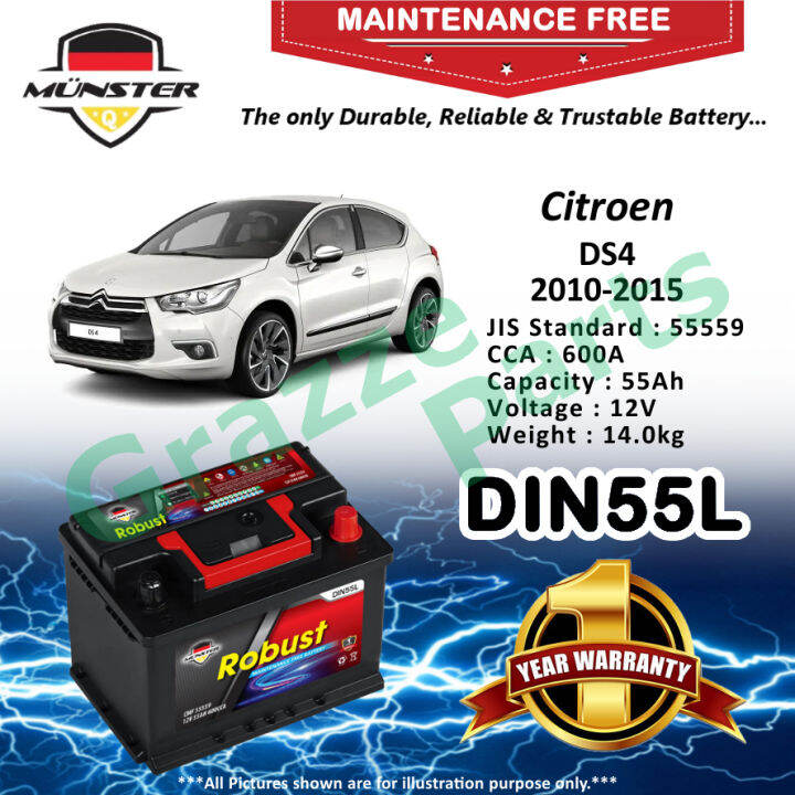 Münster Robust MF CMF DIN55 DIN55L 55559 (55AH) Car Battery Bateri