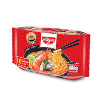 Nissin นิสชิน บะหมี่กึ่งสําเร็จรูป รสต้มยำกุ้งแซ่บ 60 กรัม x 10 ซอง