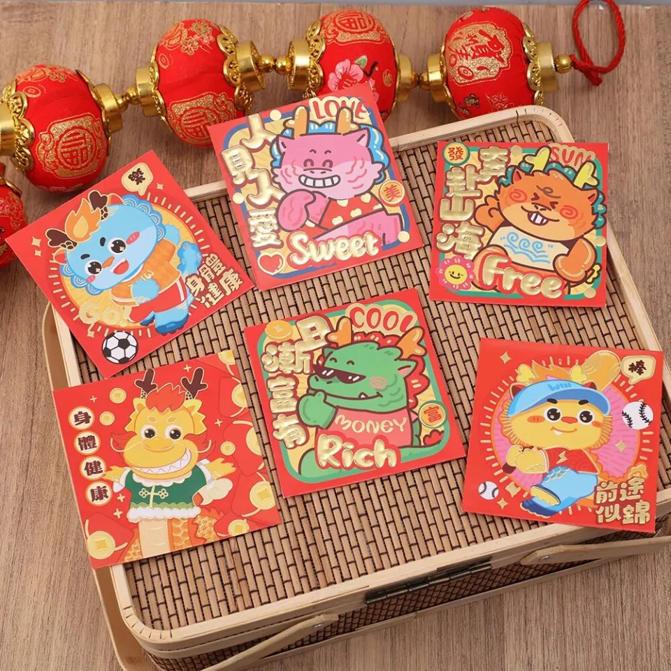 Cheers US 10Pcs /Bag Chinese New Year Red Envelopes Chinese Red Pockets Red  Chinese Money Envelopes Hong Bao Lucky Money Gift Envelopes for Spring