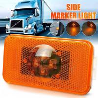 2Pcs 24V Car Truck LED Side Marker Light 4LEDs Amber Indicator Warning Lamps for Trucks FM/