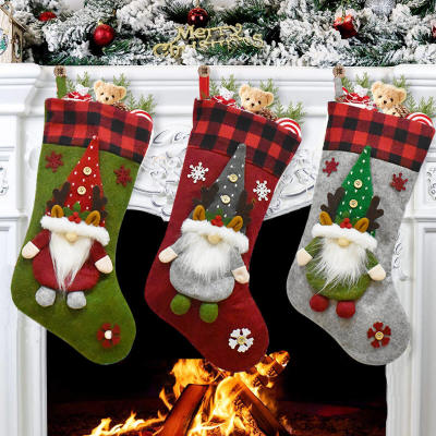 ถุงน่องคริสต์มาส ถุงเท้าตกแต่งคริสต์มาส ซานตาคลอสถุงเท้าเล็กๆน้อยๆจี้ต้นคริสต์มาส
