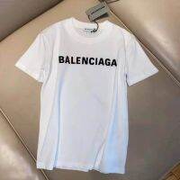 [ส่งของ]Balenciage เสื้อยืดแขนสั้น ผ้าฝ้าย พิมพ์ลายตัวอักษร แฟชั่นสําหรับผู้ชาย และผู้หญิง