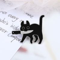 Cartoon Cat with Knife Enamel Brooch Funny Killers Black Kitty Mew Mew Denim Lapel Pin Fashion Bag Badge Jewelry Gift for Friend