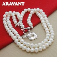 2023 New 925 Silver Double Layered Pearl Necklace Chains For Women Wedding Fashion Jewelry