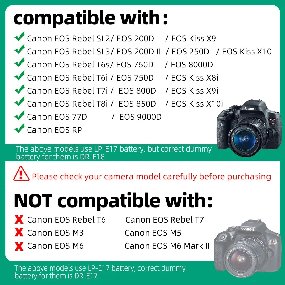 ACKE18 Type USB C LPE17 Dummy Battery DC Power AC Adapter For Canon