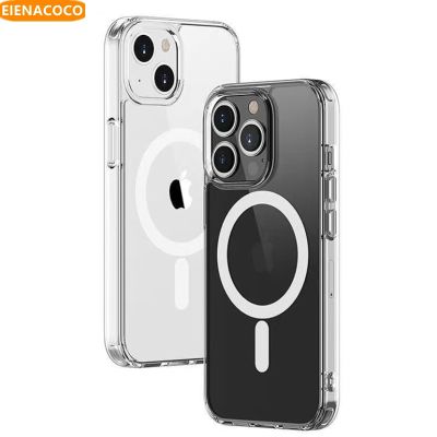 Fashion Transparent Acrylic Case For Magsafe For iPhone 14 13 12 11 15 Pro X Xs Max XR SE2 Magnetic Wireless Charger Case Cover