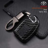 กรอบกุญแจรีโมทรถยนต์ TOYOTA เคสกุญแจรถ YARIS / VIOS / YARIS ATIVE ลายเคฟล่า TY-9 กรอบเคสกุญเเจรถโตโยต้า 2ปุ่ม