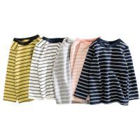 [COD] 27kids brand childrens spring 2022 new products Korean long-sleeved T-shirt striped bottoming baby clothes