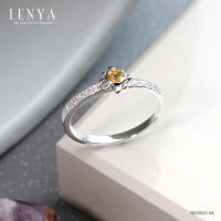 Lenya Jewelry  แหวนซิทริน(Citrine) สีเหลือง และ คิวบิกเซอร์โคเนีย (Cubic Zirconia) ตัวเรือนเงิน ชุบทองคำขาว (Rhodium) ดีไซน์ น่ารักๆ เพิ่มสเน่ห์บนเรียวนิ้วได้อย่างมีสไตล์