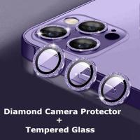 For iPhone 14 Pro Diamond Metal Camera Lens Protector for iPhone 12 13 Mini 14 Plus 12Pro 13Pro 14 Pro Max Back Camera Len Glass  Screen Protectors