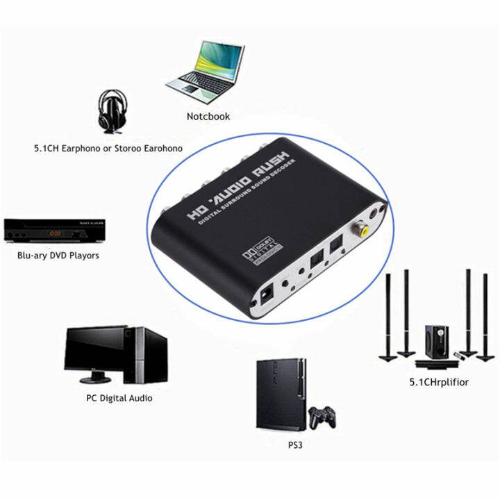 ดิจิตอลเป็นอนาล็อก5-1ช่องสเตอริโอ-ac3แปลงเสียง-dac-แปลง-o-ptical-spdif-c-oaxial-aux-3-5มิลลิเมตรถึง6อาร์ซีเอถอดรหัสเสียง