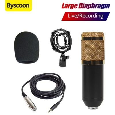 Byscoon 3.5mm Microphone Condenser Sound Card USB To 3.5mm With Stand Professional Metal Wired Microphones Kits For Youtube Mic
