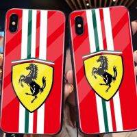 เคสสำหรับไอโฟนโทรศัพท์กันกระแทก Ferrari 14 /Pro/plus/Pro Max/ 13/12/11-กระจกป้องกัน