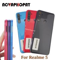 Novaphopat จอแอลซีดี F Aceplate กรอบกลางฝาสำหรับ Oppo Realme 5ฝาครอบแบตเตอรี่กลับประตูด้านหลังที่อยู่อาศัยกล้องแก้วเลนส์ปุ่มด้านข้างที่สำคัญ