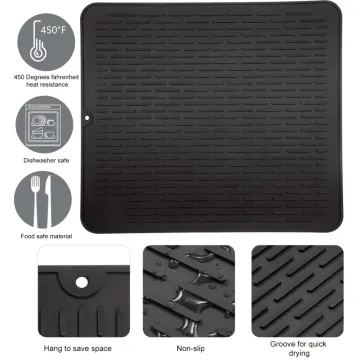 Silicone Dish Drying Mat Under Mat Grooved Dish Drainer Mat Heat