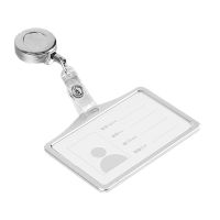 1 Set Aluminum Alloy Card Holder with ABS Retractable Badge Reel Pull ID Card Badge Holder Nurse Badge Lanyards School Supplies