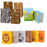 12pcs jungle animal paper bags boy birthday party decorations candy bag box baby shower boy jungle party supplies packing bag