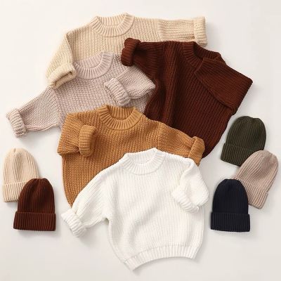 New Autumn Baby Casual Basic Sweater Candy Color Crewneck Thick Kids Slouchy Soft Clothing Boys Girls Winter Sweaters Hooded Top