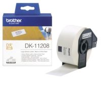 Brother DK-11208 DK TAPE ฉลากกระดาษขนาด 38 มม x 90 มม พื้นสีขาว อักษรสีดำ (400 ชิ้น)