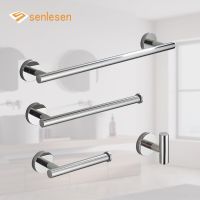 Bathroom Hardware Set Round Towel Bar Toilet Paper Holder Towel Ring Robe Hook Stainless Steel Hanging Rack DIY,Chrome/ Black