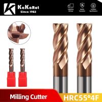 HRC55 ดอกเอ็นมิลล์คาร์ไบด์ 1 2 4 5 6 8 10 12mm 4Flutes เครื่องตัดมิลลิ่งเครื่องตัดเหล็ก CNC Maching CNC EndMill Milling Cutter