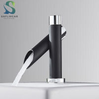 Black ss Bathroom Faucet Dual Switch Deck Mounted Tap Hot and Cold Water Mixer Tap Sink Faucets Mixing Valve Taps