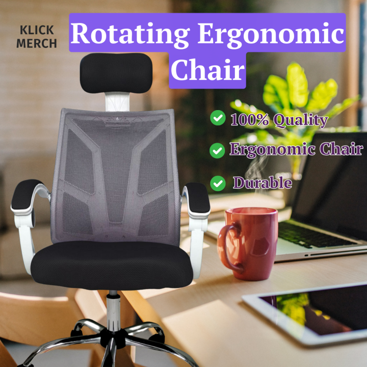 Klick Merch 360° Rotating Ergonomic Office Chair with Adjustable ...