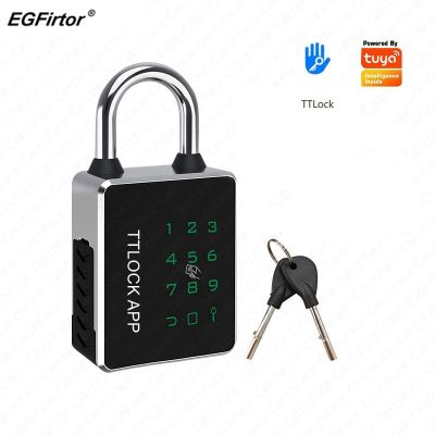 Egfirtor TTLOCK กุญแจสายยูแอป Tuya การ์ด IC RFID คีย์รหัสผ่าน NFC ปลดล็อคทางกันน้ำ IP65บลูทูธล็อคประตูไฟฟ้าอัจฉริยะ