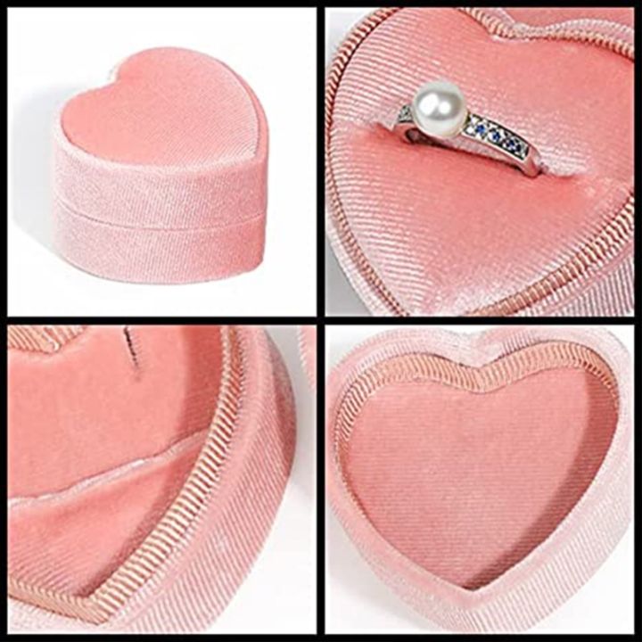 เคสผ้าสำลีกล่องใส่แหวนกล่องแหวนคู่เดี่ยวรูปหัวใจกล่องใส่แหวนการมีส่วนร่วมในข้อเสนอ