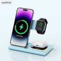 HAAYOT 2023 Fast Wireless Charger Dock 3 in 1 Charging Station for Iphone 14 13 12 Pro Galaxy S23 S22 Watch 8 7 6 Airpods Buds