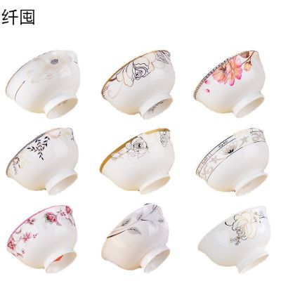 [COD] European-style ceramic bowl eating home 10 sets 5-inch high-foot rice bone china is hot