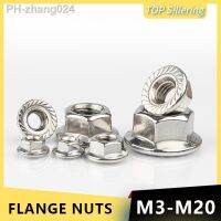 50/20/10/5/2pcs M3 M4 M5 M6 M8 M10 M12 M16 M20 304 Stainless steel Hexagon Hex Head Serrated Spinlock Lock Flange Nuts DIN6923