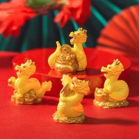 New Year Gift Figurine Miniature Golden Dragon Micro Landscape Ornaments For Hoom Decorations Office Desk Accessories Room Decor