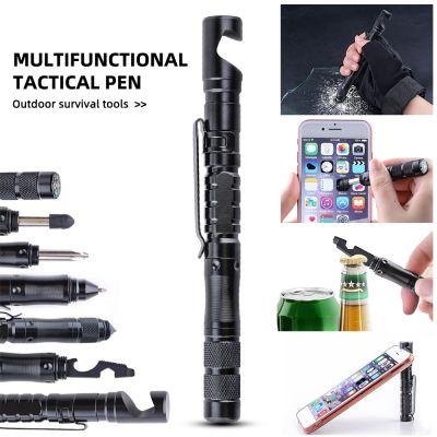 Portable Tactical Pen Defense Pen Multifunctional Touch Screen Pen Mobile Phone Stand Outdoor Steel Glass Breaker Survival Tool