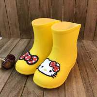 Sanrio KT baby children rain boots men and women plus velvet rain boots cartoon water shoes kids non-slip water boots