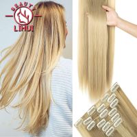 16 Clip In Hair Extension Straight 6 Pcs/Set 22 Inch Synthetic Piece 140G Lihui