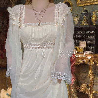 ฤดูร้อนสตรีชุดเจ้าหญิงฝรั่งเศส Sleepshirts วินเทจเลดี้สาว Nightgowns ชุดนอนสไตล์รอยัลชุดนอนชุดนอน