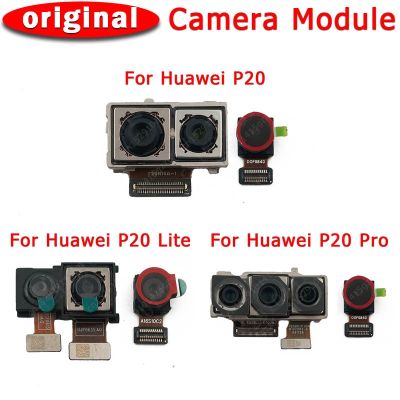 กล้องด้านหน้าด้านหลังของแท้สำหรับ P20 Lite Pro P20lite P20pro โมดูลกล้องหันหน้าหลักชิ้นงอสำหรับเปลี่ยนอะไหล่