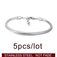 5pcs/lo 316L stainless steel Snake Chain Bracelet fit Pandoraer Bracelet Women DIY Jewelry Making brazaletes de acero inoxidable