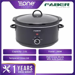 3.5L 200W Black Ceramic Digital Slow Cooker Multicooker FSC 350BK - Faber