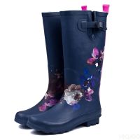 ผู้หญิงรองเท้าฝนกันน้ำผู้หญิงฤดูใบไม้ผลิฤดูใบไม้ร่วง Rainboots พิมพ์หญิงรองเท้าเข่าสูงลื่นแฟชั่นรองเท้าลำลอง