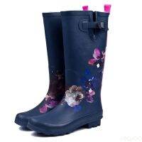 ผู้หญิงรองเท้าฝนกันน้ำผู้หญิงฤดูใบไม้ผลิฤดูใบไม้ร่วง Rainboots พิมพ์หญิงรองเท้าเข่าสูงลื่นแฟชั่นรองเท้าลำลอง ~