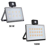 [HOT QQZIWWUJJWG 104] 220V 50W/100W LED FloodLight PIR Motion Sensor Reflector น้ำท่วมกันน้ำ IP65 Spotlight กลางแจ้งแสงเย็น/อบอุ่นสีขาว